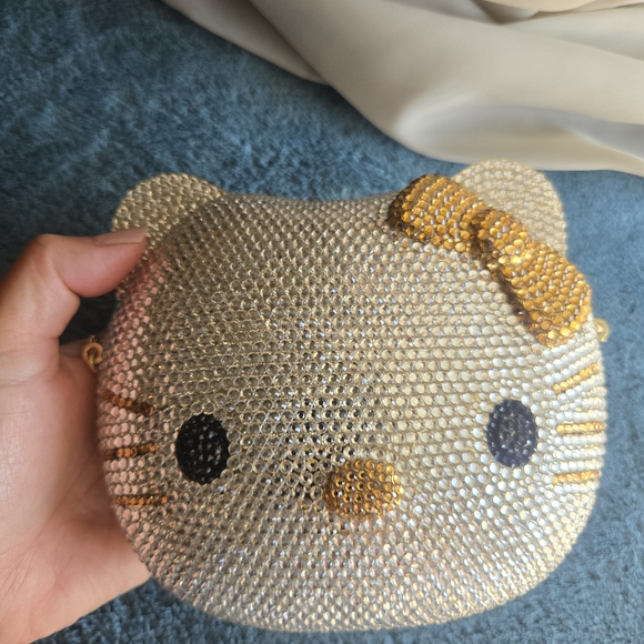 Gold and Silver Cat-Shaped Rhinestone Purse - Picture 3 of 5